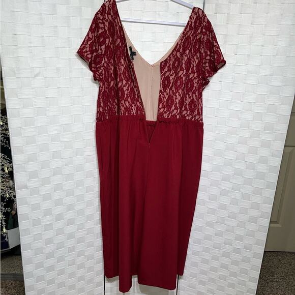 Lane Bryant Formal Ankle Wide Leg Jumpsuit Size 20 Lace Detail Pockets Zip Up - Picture 12 of 13